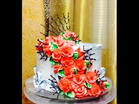 Roses and Spiderwebs / Cake Decorating - YouTube