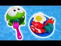 Pretend to play cooking Play-Doh food with Om Nom. Kitchen toys &amp; the toy pool. Om Nom videos.