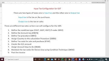 Input Tax - GST Configuration in SAP