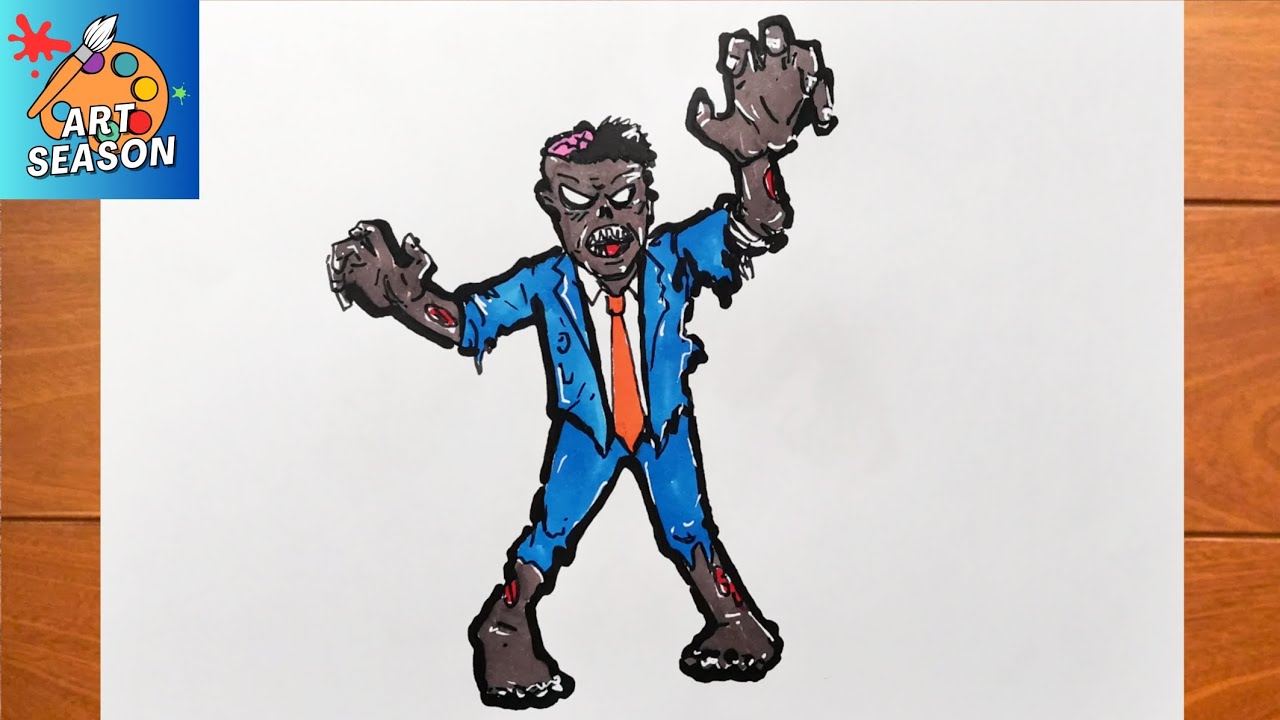 How to Draw a Zombie Step by Step - YouTube