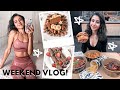 WEEKEND VLOG || My working day / Vegan Takeout / Lower bod & Full bod Workouts!