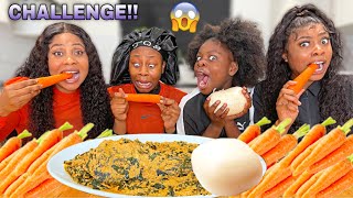 FIRST TO FINISH ALL THE CARROTS WINS… ft FUFU & EGUSI SOUP with MERLUZA FISH