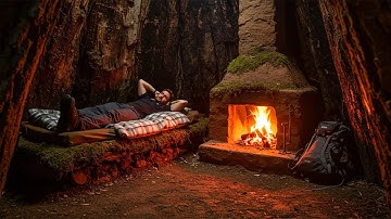 Building a Secret Dugout in a Large Tree Stump | Bushcraft, Survival Skills