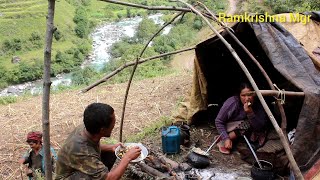 Shepherd cooking and eating in the sheep farm ll village life ll Ramkrishna Mgr ll