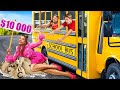 Last to Leave School Bus Wins $10 ,000! Money Challenge!