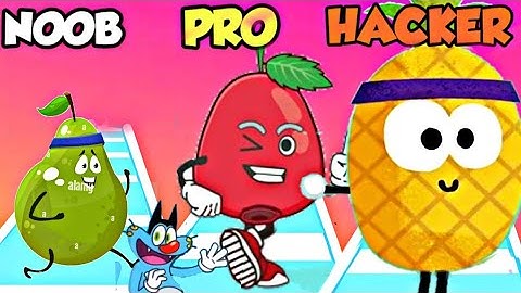 noob vs pro vs hacker vs god | oggy and jack playing fruit fun race 3d game | oggy and jack gameplay
