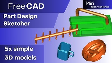 FreeCAD 5 simple 3D models, part 100