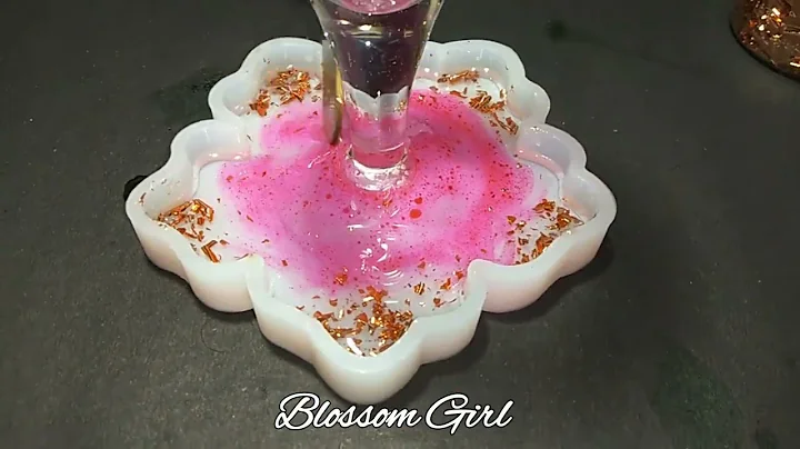 Epoxy resin wine glass with flower coaster | Wine glass base with resin #wineglassart #blossomgirl