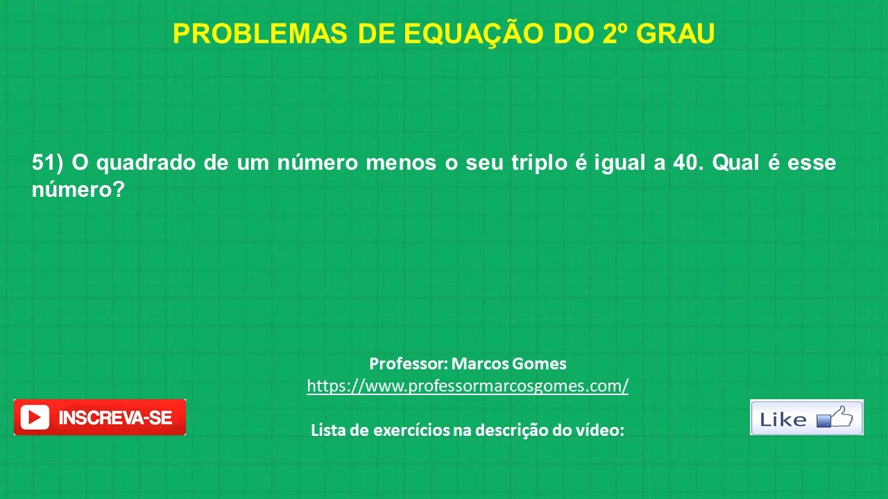 Equação do 2º grau problema 51 