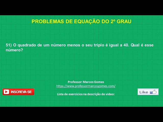 Equação do 2º grau problema 51 