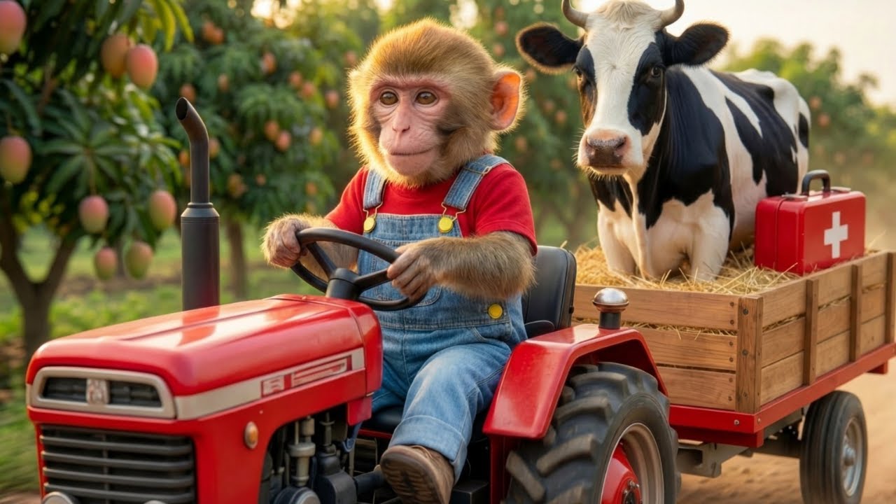 Monkey NaNa’s Mango Harvest Turns Into a NIGHTMARE 😱🐄—A Cow Steps on a Nail, His Smart Rescue