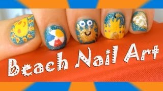 nail summer beach designs sea sun sand shell ball crab castle