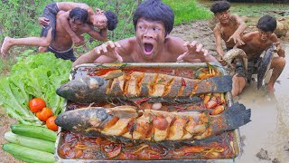 Survival in The rainforest- Wow! yummy Coocking biggest fish #00088
