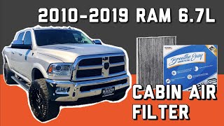 How to Replace RAM Cabin Air Filter for 2500 3500 2010  2019 | Cummins 6.7L Diesel | Filter Mod