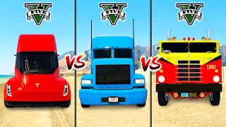 Tesla Semi vs Diesel Truck vs Old Truck in GTA 5 - which is best?