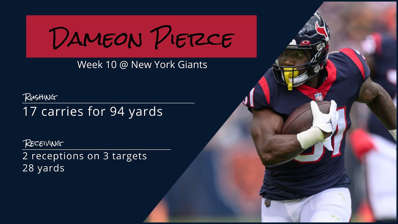 Dameon Pierce RB Houston Texans, Every run, target, and catch, 2022