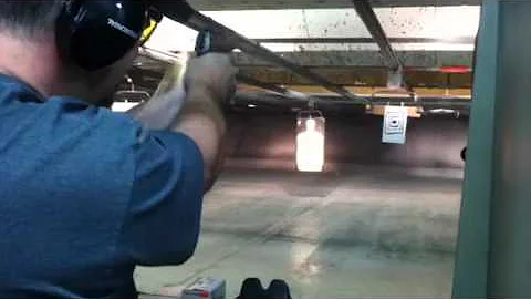 Ruger P90 at shooting range