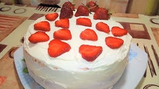 Торт клубничный с творожно - масляным кремом. Strawberry cake