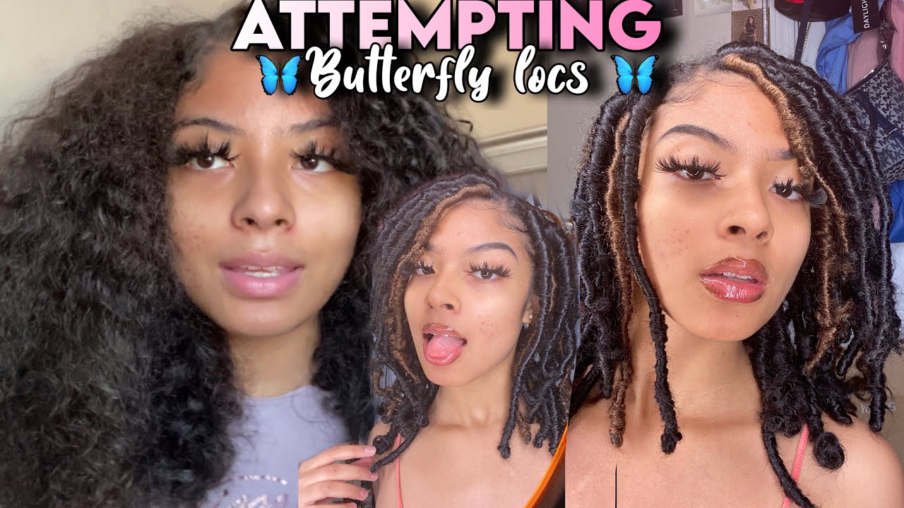 ATTEMPTING to put my CURLY HAIR into BUTTERFLY LOCS for the FIRST time