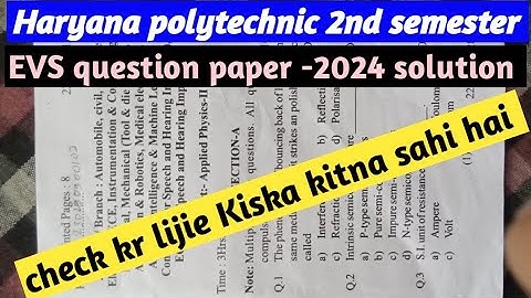 Haryana polytechnic 2nd sem || EVS question papers-2024 solution || hsbte question paper solution