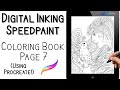 Mermaid with merbunny coloring page inking timelapse