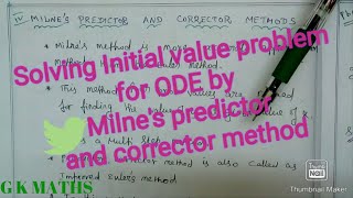 Solving Initial value problem ,first order O D E  by Milne's Predictor and corrector  method.
