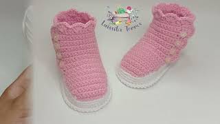 : patr'on de ganchillo - tejido f'acil y rapido de hacer - paso a paso botines para ni~na a crochet #easy