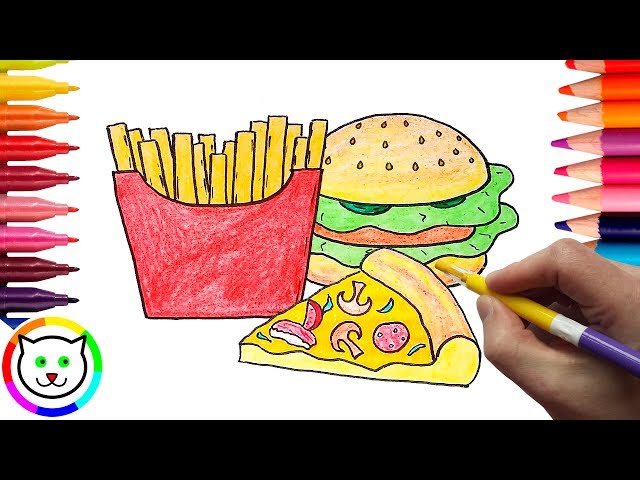 How To Draw For Kids 6-8: A Fun and Simple Grid Copy Method Fast Food Item  Pizza, Burger, Donut Drawing and Coloring Books For Kids To Learn To Draw.