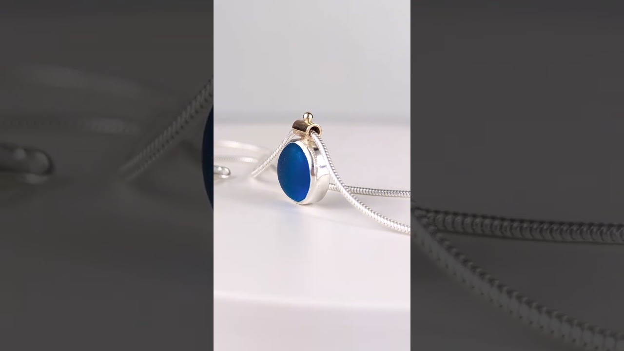 Rare electric blue sea glass necklace Limited ALLURE collection