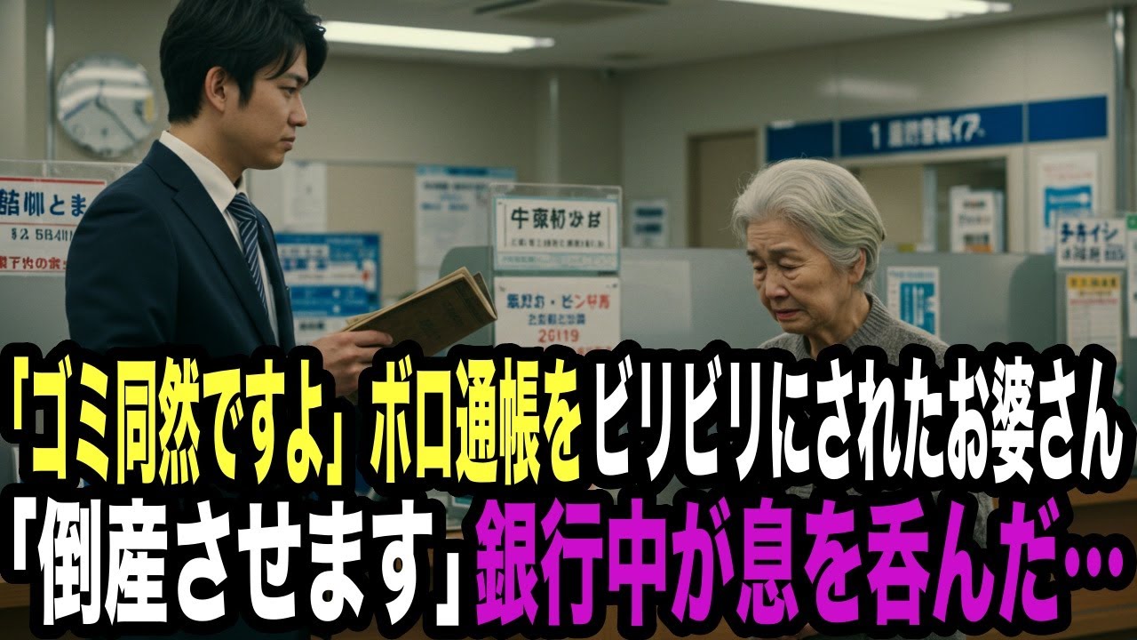 「かわりに捨てときますねw」とボロ通帳がビリビリに。「倒産させます」お婆さんの行動に行員たちは息を呑んだ…