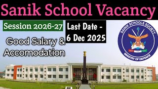 Sanik School Amethi Up Vacancysanik School Vacancy 2026-27 Pgt Tgt Non Teaching Post Vacancy