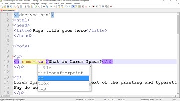 Named Anchor Links HTML coding