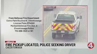 Fire pickup located, police seeking driver