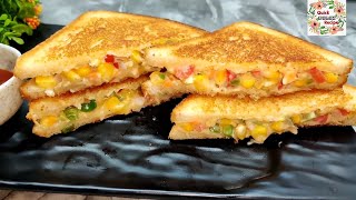 Vegetable Sweet Corn Sandwich In Just 1 Minute || Very Easy Vegetable Corn Sandwich Recipe