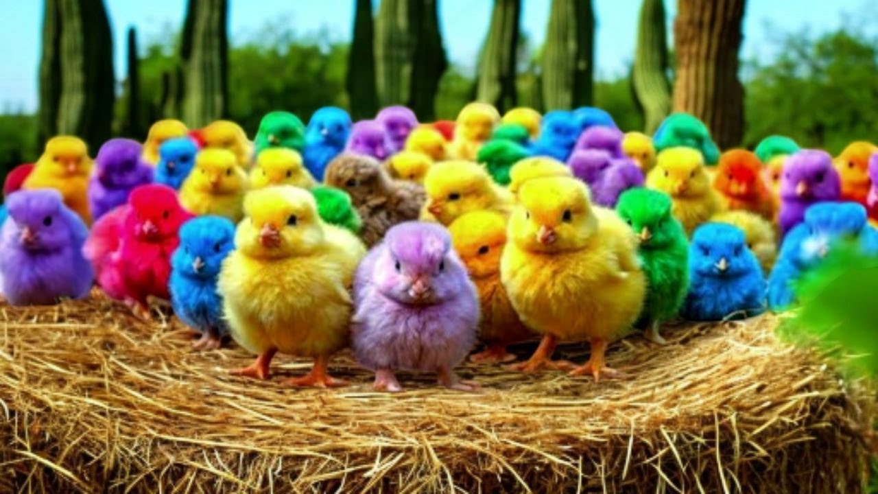 World Cute Chickens, Colorful Chickens, Rainbows Chickens, Cute Ducks, Rabbit, Cute Animals