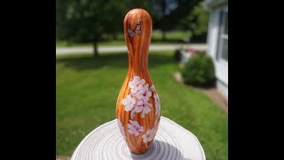 Amazing! I Made This Bowling Pin Look Like Wood With Flowers Cascading Up The Side! (127)