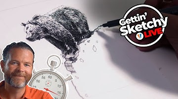 Bear Drawing with Pen and Ink - Gettin