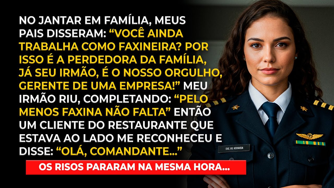 Meus pais gritaram no jantar: Você é a tristeza da família, até que alguém me chamou de comandante
