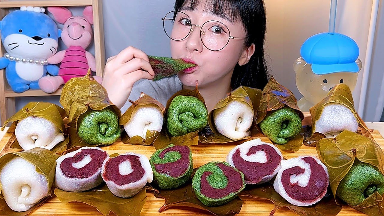 쫄깃쫄깃 망개떡 쑥망개떡🌱 팥앙금 떡 디저트 먹방 Dessert Mukbang