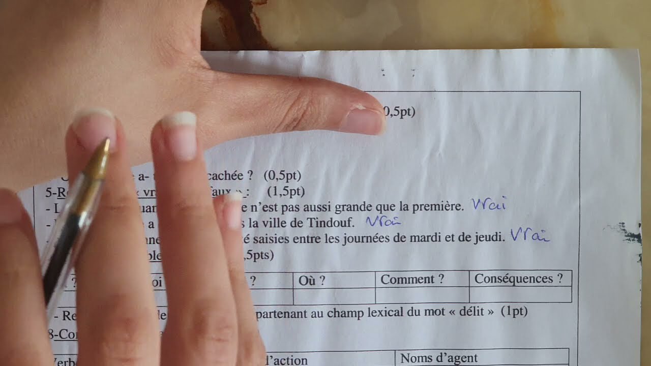 اختبار الفصل الاول لغة فرنسية سنة ثالثة متوسط