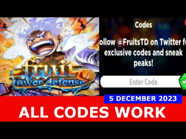 Fruit Tower Defense Codes - Roblox December 2023 