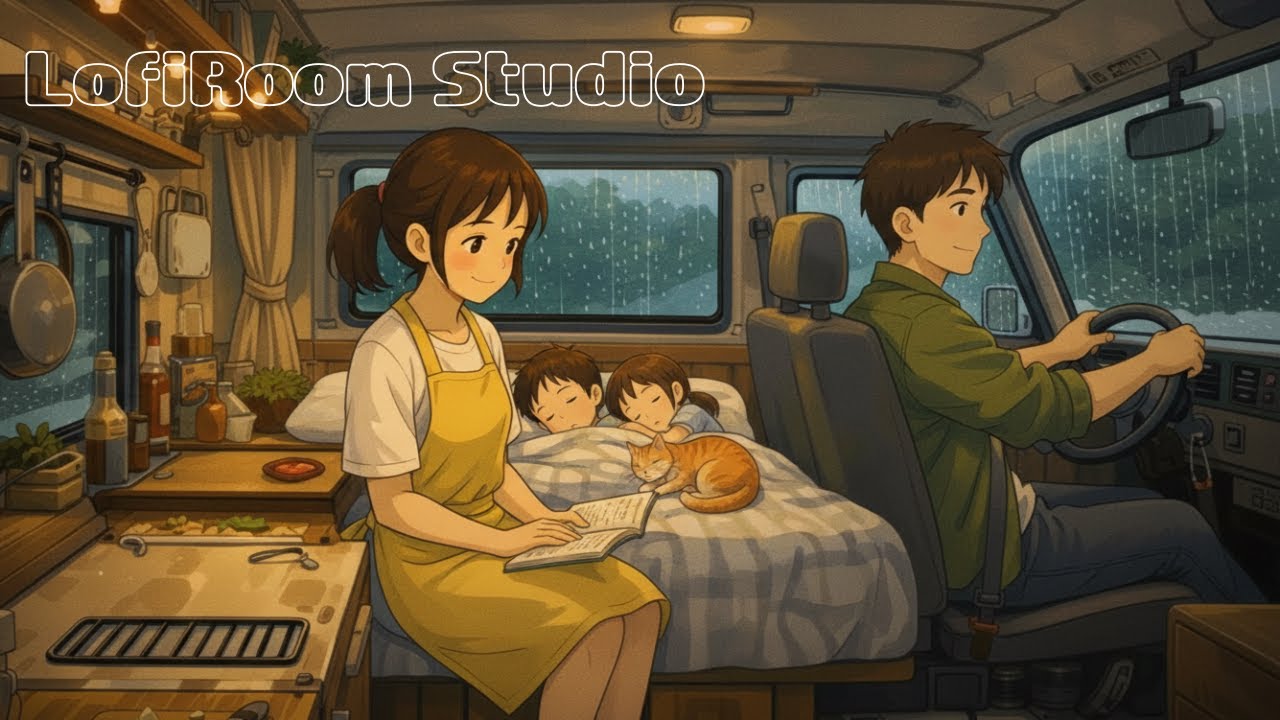 잠이 안올때 들어봐요 Cozy Rainy Camper 🌧️| Ghibli-Style Family Lo-fi & Rain Soundsㅣ지브리 감성 가족과 로파이 음악