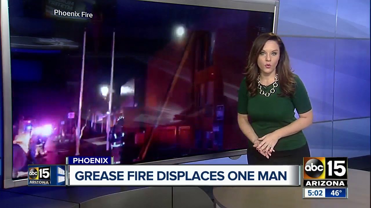 Grease fire displaces man in Phoenix - YouTube