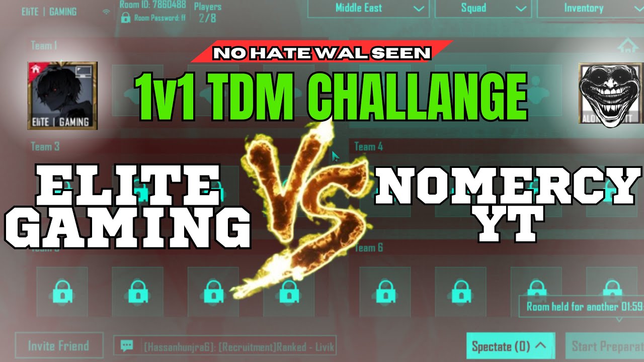 MY FRIEND ELITE GAMING CHALLANGE ME 1V1 TDM | NO MERCY YT | - YouTube
