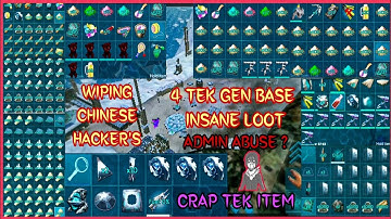 Ark Mobile - Wiping Chinese Full Tek Hacker Base Admin Abuse? Crazy Loot🔥 God-like Giga Teleporting?