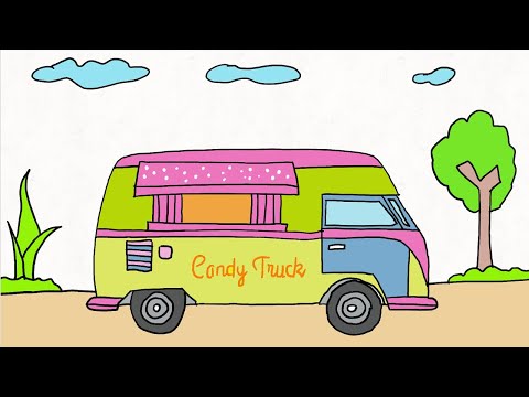 Video Cách vẽ ô tô mơ ước : Xe ô tô bán kẹo ngọt cực ngon và... - youtube