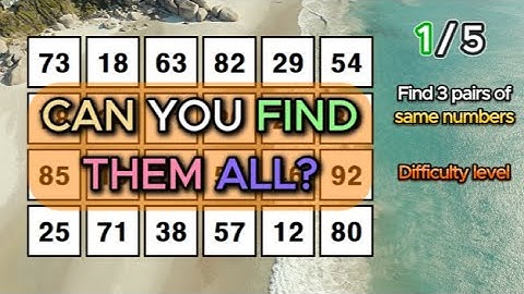 ONLY TOP 1% FIND THE DIFFERENCE!Find 3 pairs of identical numbers /Dementia Prevention Quizzes/70
