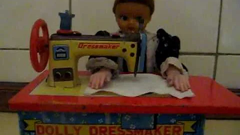 50s UNIQUE NOMURA TN B/O TIN DOLLY DRESSMAKER C/VI...