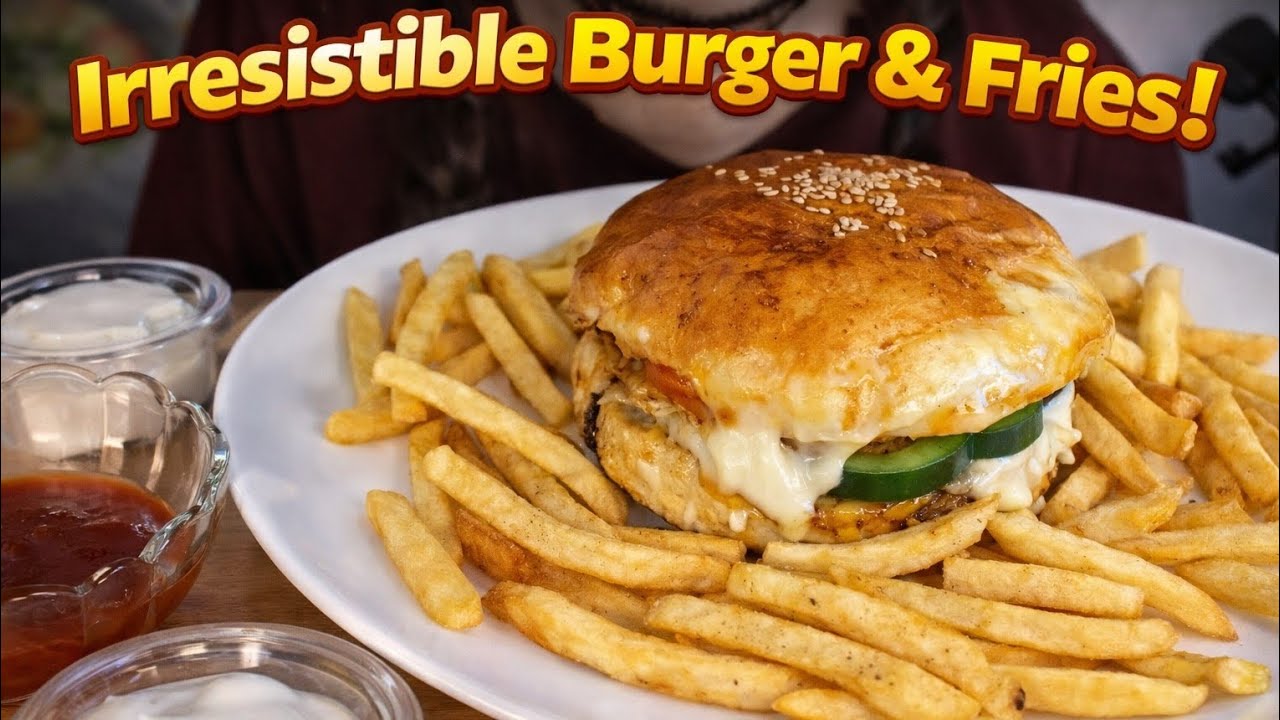 ASMR:The Cheesiest Burger & Fries Mukbang Ever 🤯🍔@Allin_one