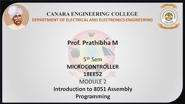 VTU MC 18EE52 M2 L1 Introduction to 8051 Assembly Programming